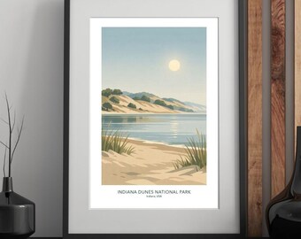 Park Narodowy Indiana Dunes – Plakat podróżniczy z okresu Mid Century Modern