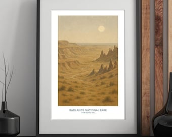 Badlands Nationalpark – Mid Century Modern Reiseposter