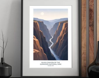 Black Canyon of the Gunnison National Park – moderne reisposter uit het midden van de eeuw