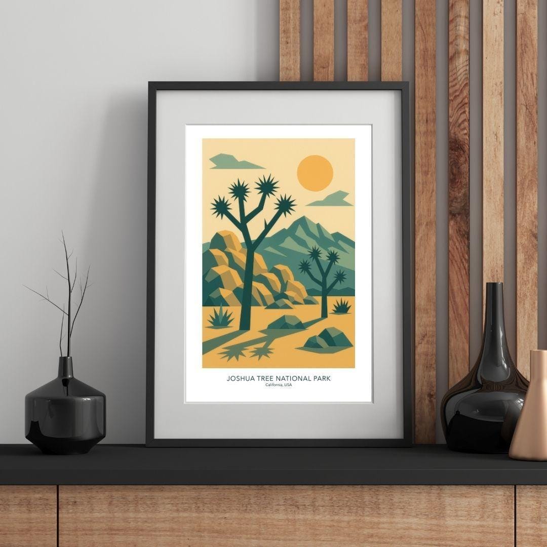 Joshua Tree National Park Poster – Mid-century Modern Desert Art Print ...