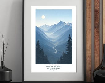 North Cascades National Park – moderne reisposter uit het midden van de eeuw