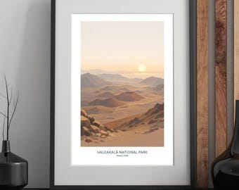 Parc national de Haleakalā - Poster de voyage moderne du milieu du siècle