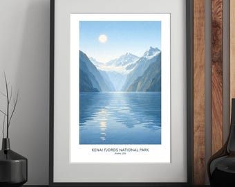 Park Narodowy Kenai Fjords – Plakat podróżniczy z połowy XX wieku