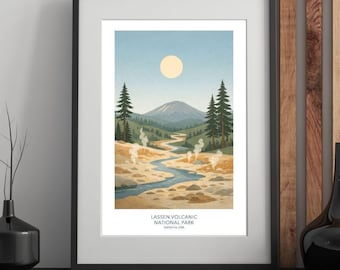Lassen Volcanic National Park – Mid Century Modern Reiseposter