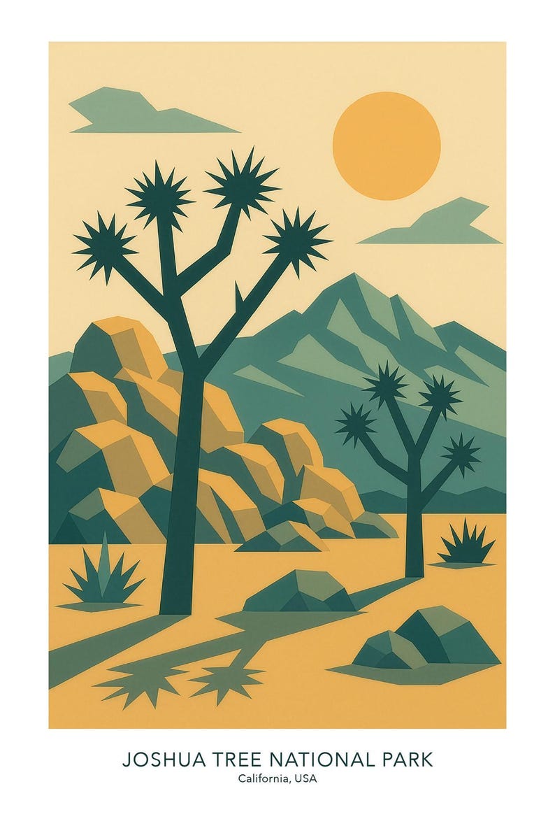 Joshua Tree National Park Poster – Mid-century Modern Desert Art Print ...