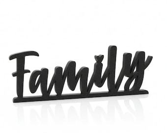 Family Sign: Textured 3D Word Art, Eco-Friendly Home Decor (Black)