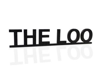 Skandinavischer Stil „The LOO“ Türschild - Schwarzes Schild