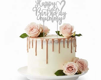 Happy Birthday Mummy Cake Topper - Elegante Kupferdekoration (Silber)