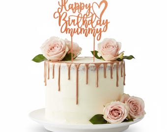 Happy Birthday Mummy Cake Topper - Elegante Kupferdekoration (Rosegold/Kupfer)