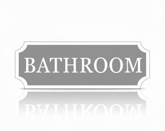 Modernes Badezimmerschild mit selbstklebender Aufschrift | Schwarz, Weiß, Grau (Grey)