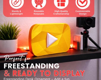 Benutzerdefinierte YouTube Diamond Play Button oder Trophäe für Schöpfer, Vlogger