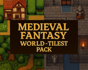 Medieval Fantasy World Tileset Pack – Pixel Art 32x32, RPG Tiles, Game Assets, 16-bit JRPG, Digital Download