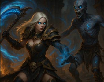 Necromancer + Undead Minion – Dark Fantasy Character Pack (FBX + Blend + Animations)