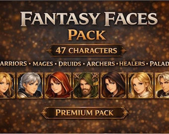 Fantasy Faces Pack (47 Characters, 144×144 PNG)