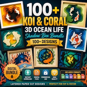 100+ 3D SVG Mega Bundle: Layered Shadow Box Designs (Digital Download)