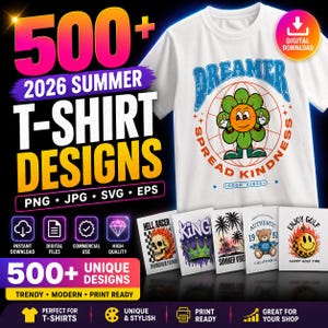 500+ Summer T-Shirt Designs Bundle: Streetwear Graphics (Digital Download)