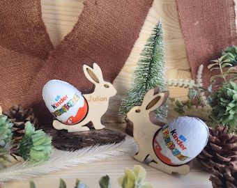 Osterhase aus Holz Eierhalter – Überraschungs-Ei – Ostergeschenk – Osterdeko – optional personalisierbar