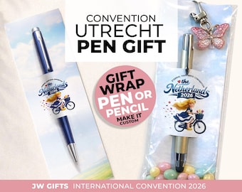 UTRECHT Nederland congres cadeautjes Digitale download Jehovah's Getuigen JW.org pen cadeau potlood cadeauverpakking pen