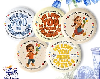 JW Utrecht Nederland internationaal Congres 2026 Set van 5 buttons | JW gift | JW congres Utrecht | jw.org | grappige buttons