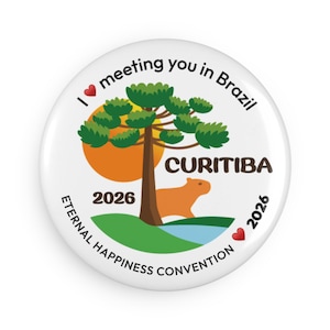 Imán con botón de la convención de Testigos de Jehová de Curitiba 2026, Convención Internacional de Testigos de Jehová, Souvenir de Curitiba, Brasil, Regalo para asistentes de Testigos de Jehová