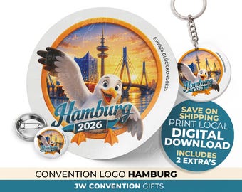 JW Fun Congress Logo Deutschland HAMBURG Forever Happy International 2026 | Direkt-Download | jw.org | Gestalten Sie Ihre eigenen Kongressgeschenke
