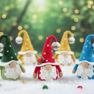 Christmas Gnome Crochet Pattern, Cute Amigurumi Gnome Santa Tutorial, Easy Holiday Tree Ornament Crochet Gift Idea