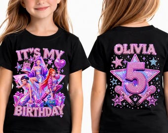 Custom Huntrix Birthday Girl Shirt, Personalized Kpop Demon Hunter Birthday Tee, Back to School, Gift for Huntrix fan,Birthday Gift for Kid