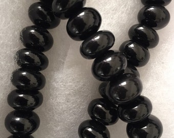 Black Onyx Rondelles 1/2" 24 Beads