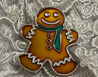 Gingerbread Cookie Lapel  Pin 1 1/4” to Accessorize Your Holiday Wardrobe