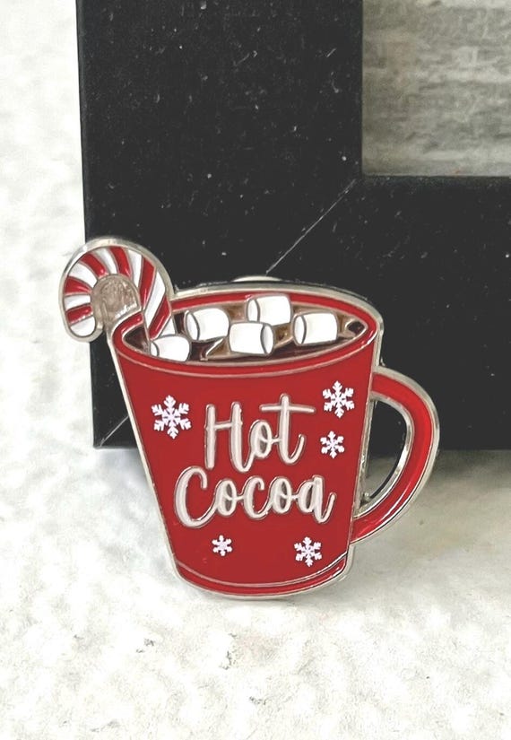 Hot Cocoa Lapel Pin - Holiday Accessory, 1"