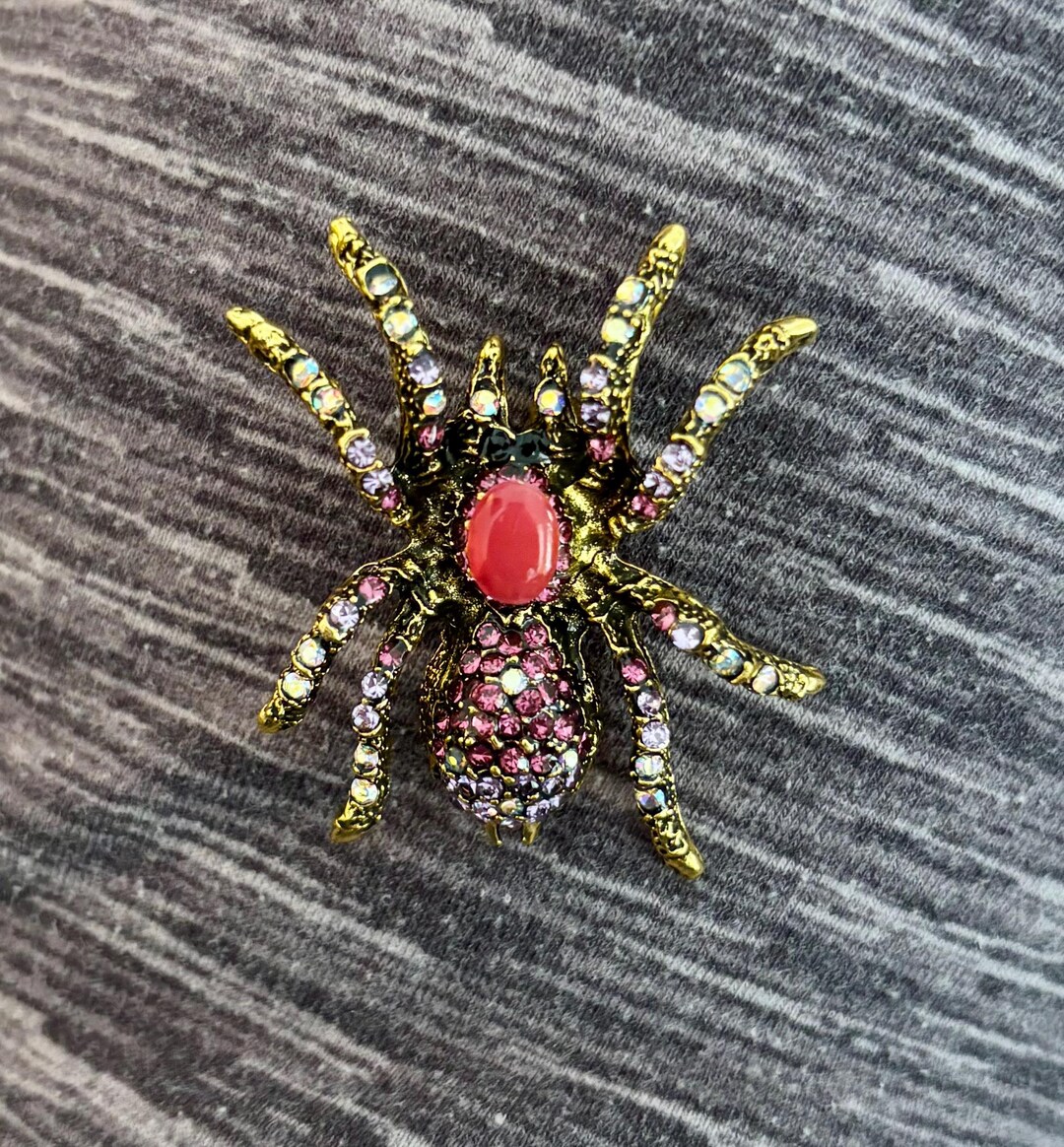 Pink Rhinestone Spider Pin, Brooch, 1.5” - Etsy