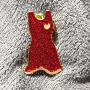red dress heart pin PinMart's Glitter Red Dress American Heart Month Enamel Lapel Pin wsd 196549187, 1 Piece
