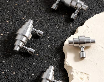 Tirador de cajón de latón, pomos de armario plateados, tiradores de croissant