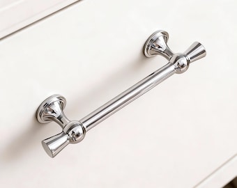 Tirador de cajón de latón, pomos de gabinete plateados, tiradores cromados