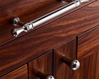 Tiradores de armario de latón: tiradores de tocador plateados, pomos para armarios