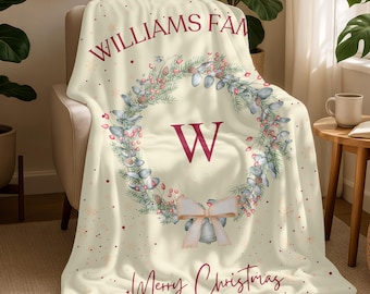 Personalized Christmas Family Blanket,Custom Family Name Christmas Gift,Decoration Gift Throw,Cozy Holiday Blanket,Christmas Throw Blanket