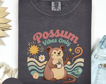 T-shirt alleen opossum Vibes, retro schattige illustratie van opossum, liefhebbers van opossum, grappig T-shirt opossum, shirt met opossum, leuke shirts
