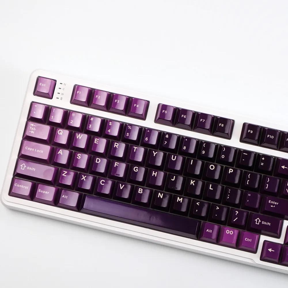 Porcelain Bright Aurora Keycaps | 133 Keys PBT Purple Red | Chan Master ...