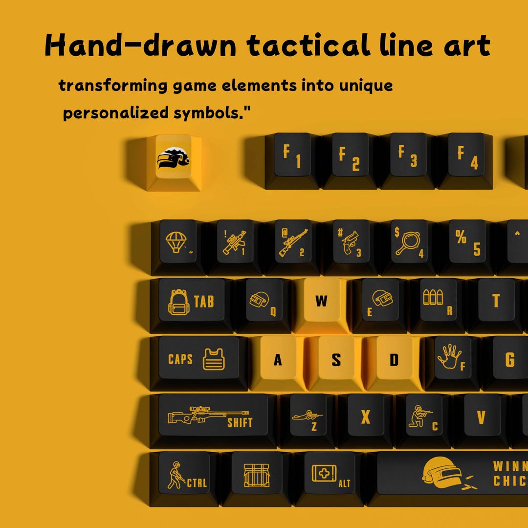 Hardcore PUBG Gaming Keycaps Winner Chicken Dinner FPS Military Theme ...