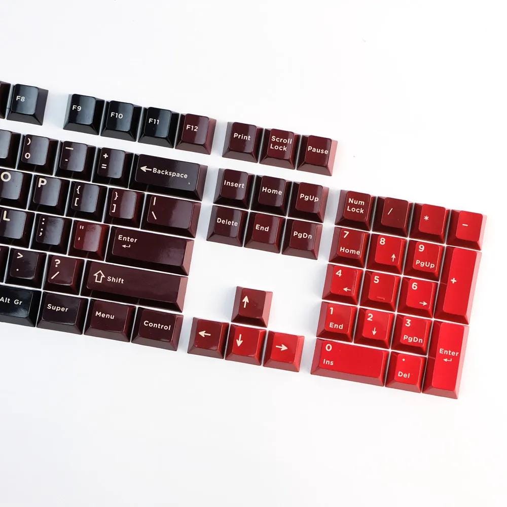 Porcelain Bright Aurora Keycaps | 133 Keys PBT Purple Red | Chan Master ...