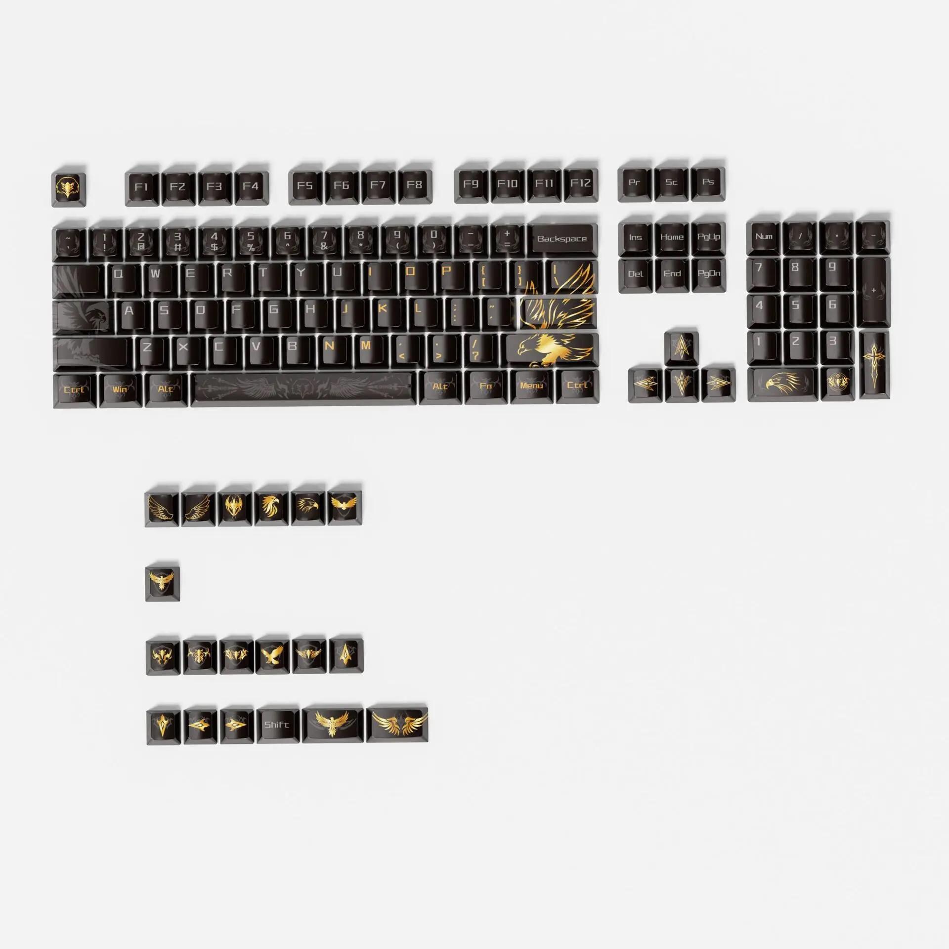 132 Keys Eagle Series Black PBT Keycaps – 5-sided Dye Sub Custom ...