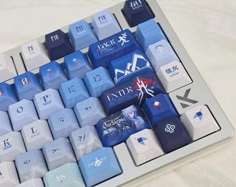 ブルーの完全透明キーキャップセット、メカニカルキーボードキー