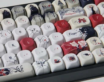 Vampire Hunter Keycaps | Gothic Horror Aestheti- | PBT Heat Sublimation Keycap Set for Cherry Profile Mechanical Keyboards