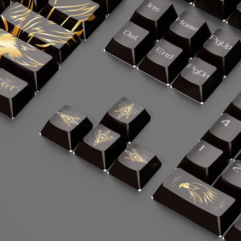 Arrow Key Keycaps 132 Keys Eagle Series Black PBT Keycaps – 5-sided Dye Sub Custom ...