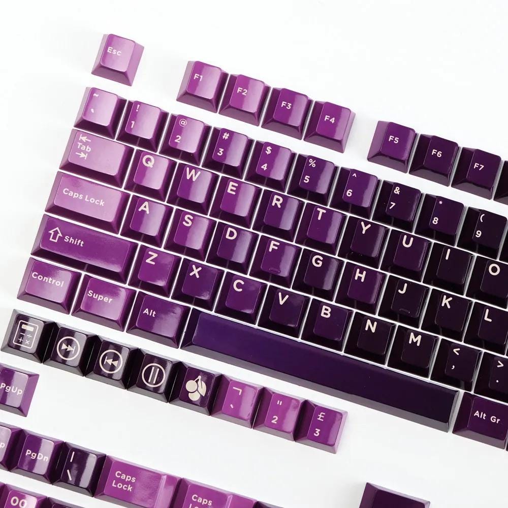 Porcelain Bright Aurora Keycaps | 133 Keys PBT Purple Red | Chan Master ...
