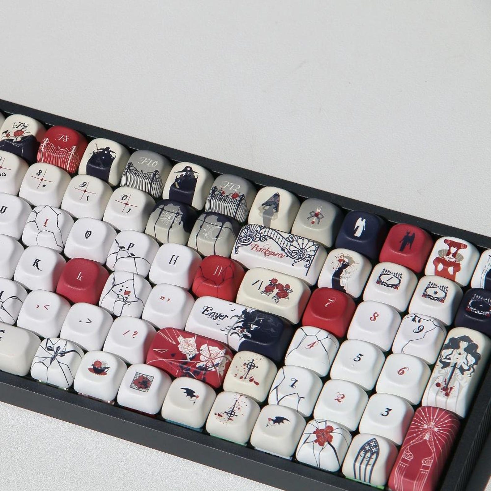 Goth Key Cap Set Vampire Hunter Keycaps | Gothic Horror Aestheti- | PBT Heat Sublimation ...