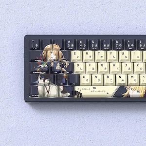 Violet Evergarden Anime Keycaps Set – PBT RGB Dye-Sublimation OEM Profile Mechanical Keyboard Keycap Set - Custom Side-Engraved Caps Gift