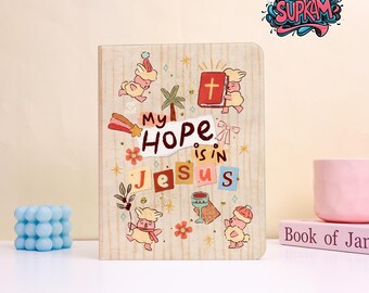 Inspirational Jesus Hope iPad Case – Cute Bunny Cross Faith Art Cover