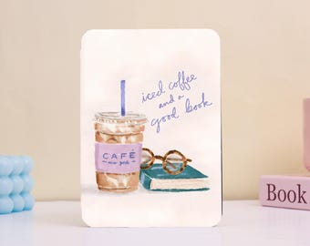 Iced Coffee & Book Kindle Case – Watercolor Glasses Café Cover