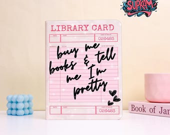 Custom Pink Library Card Pattern Protective Cover for iPad- Handmade